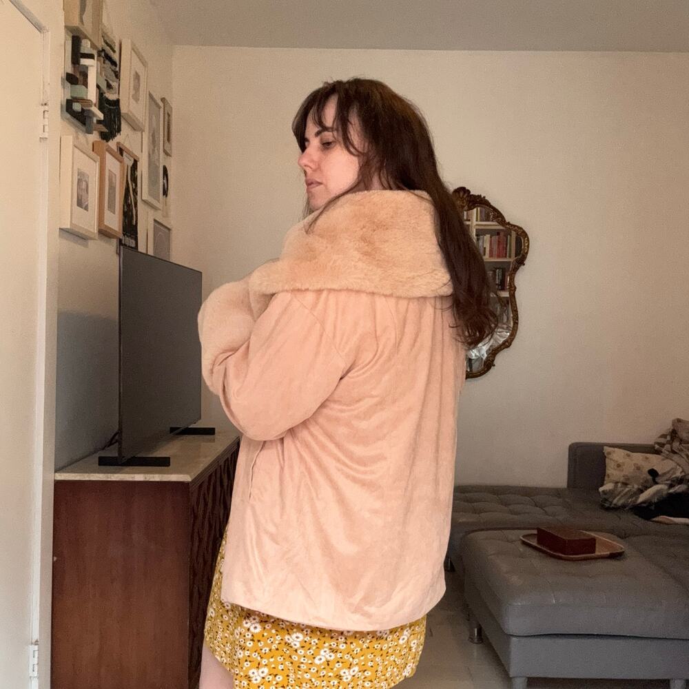 Penny Lane Faux Suede & Faux Fur Coat Boho Almost Famous 1970s Vibe — M - Picture 5 of 15